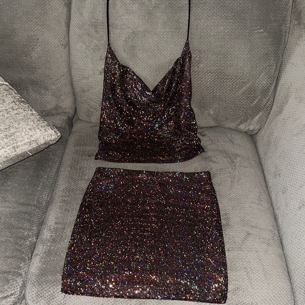 Sparkling Sequin Cami Top and Skirt Set